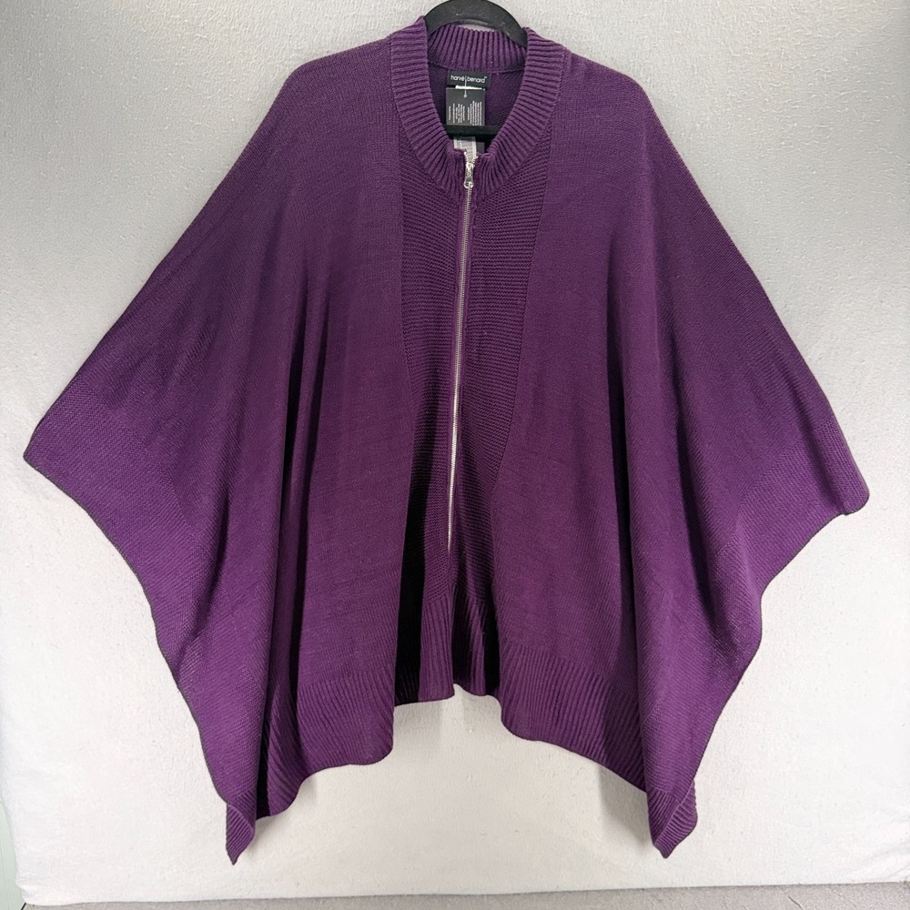 Harve Benard Poncho Womens‎ OS Purple Acrylic Full Zip Shrug Lagenlook cozy NWT